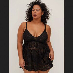 NWT Torrid Curve Simply Lace Babydoll in Black, 3X